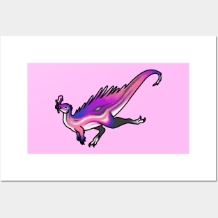 FLUIDadens Prideosaur - Pride Month Gender Fluid Flag Dinosaur Posters and Art